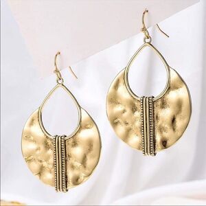 Boho Gold Earrings Hammered